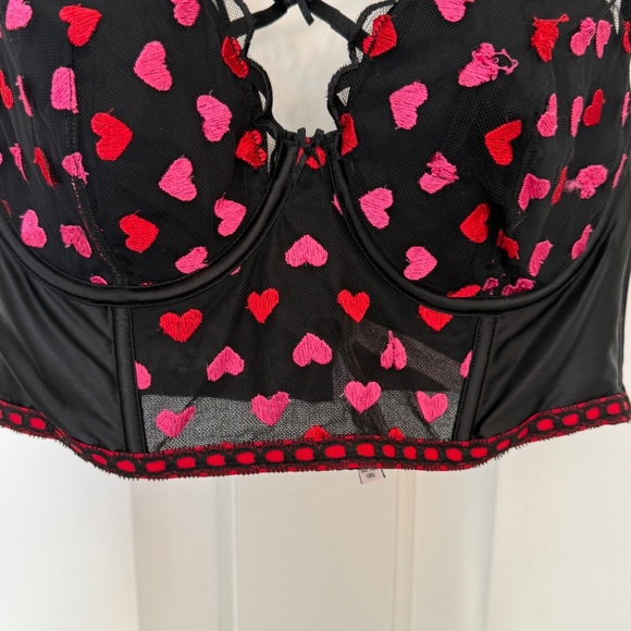 New! Victoria’s Secret Dream Angels Heart Embroidery Cap Corset Top 31651 - Picture 7 of 12